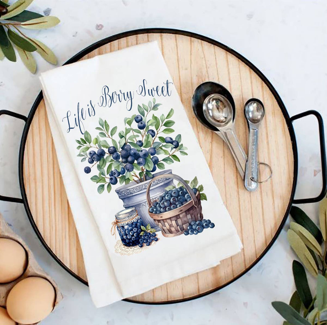 36-38 Life is Berry Sweet Blueberry Fruit Flour Sack Tea Towel