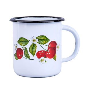 270-5   Cherry Berry Enamel Mug (color: white)