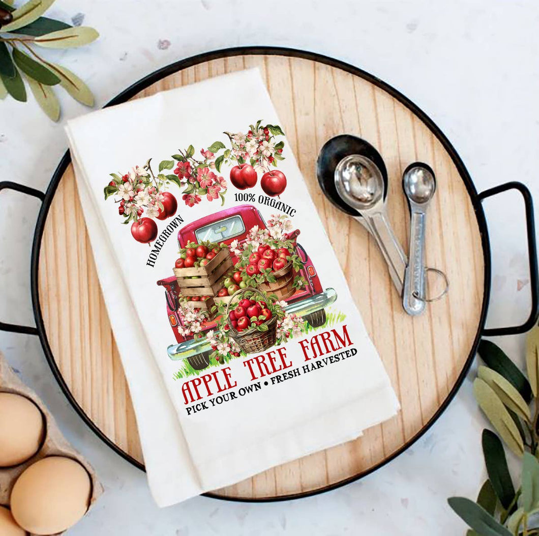 36-58 Apple Tree Farm Red Pick Up Flour Sack Tea Towel