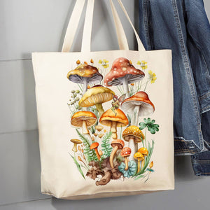 38-60 Vintage Mushrooms Botanicals Fairy 12 oz Canvas Tote Bag