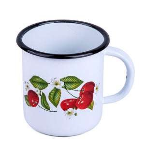 270-5   Cherry Berry Enamel Mug (color: white)