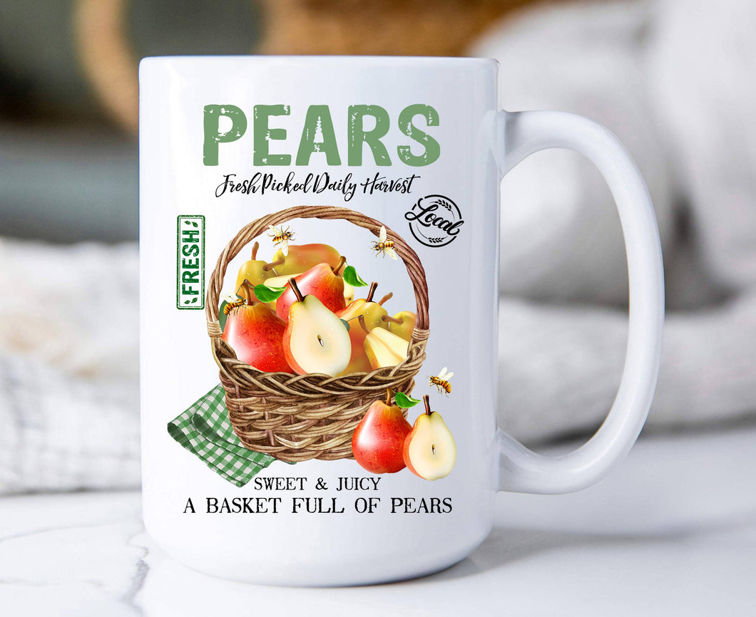 36-1140 Country Farm Fresh Pears Fruit  Coffee Mugs